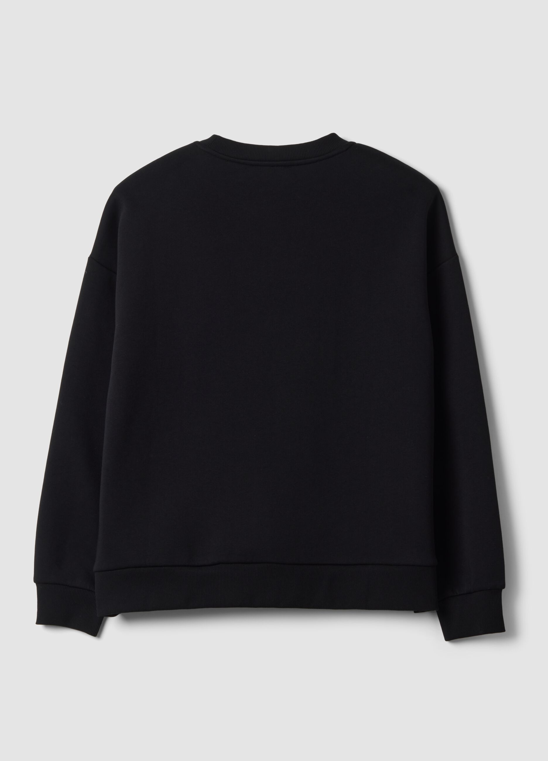 Black cotton-blend crew-neck sweatshirt