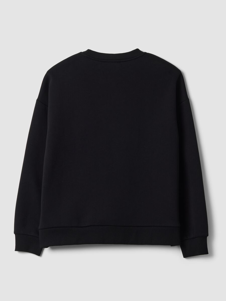 Black cotton-blend crew-neck sweatshirt_2