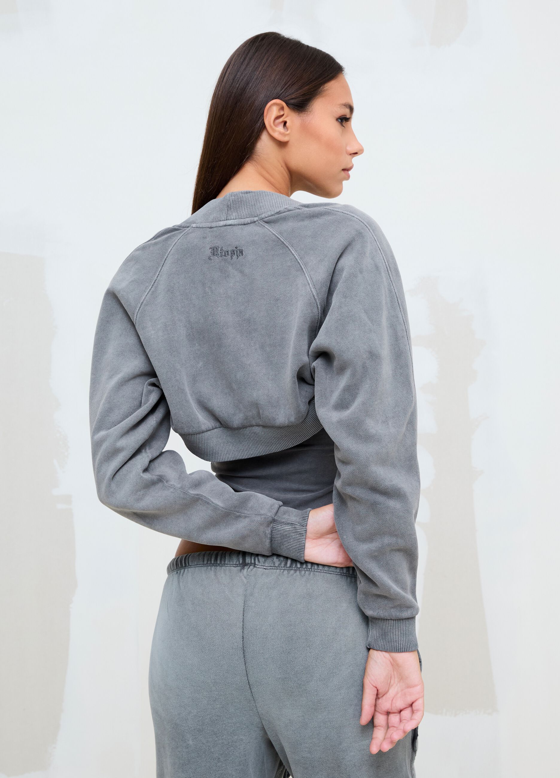 Grey Cropped Shrug Sweatshirt