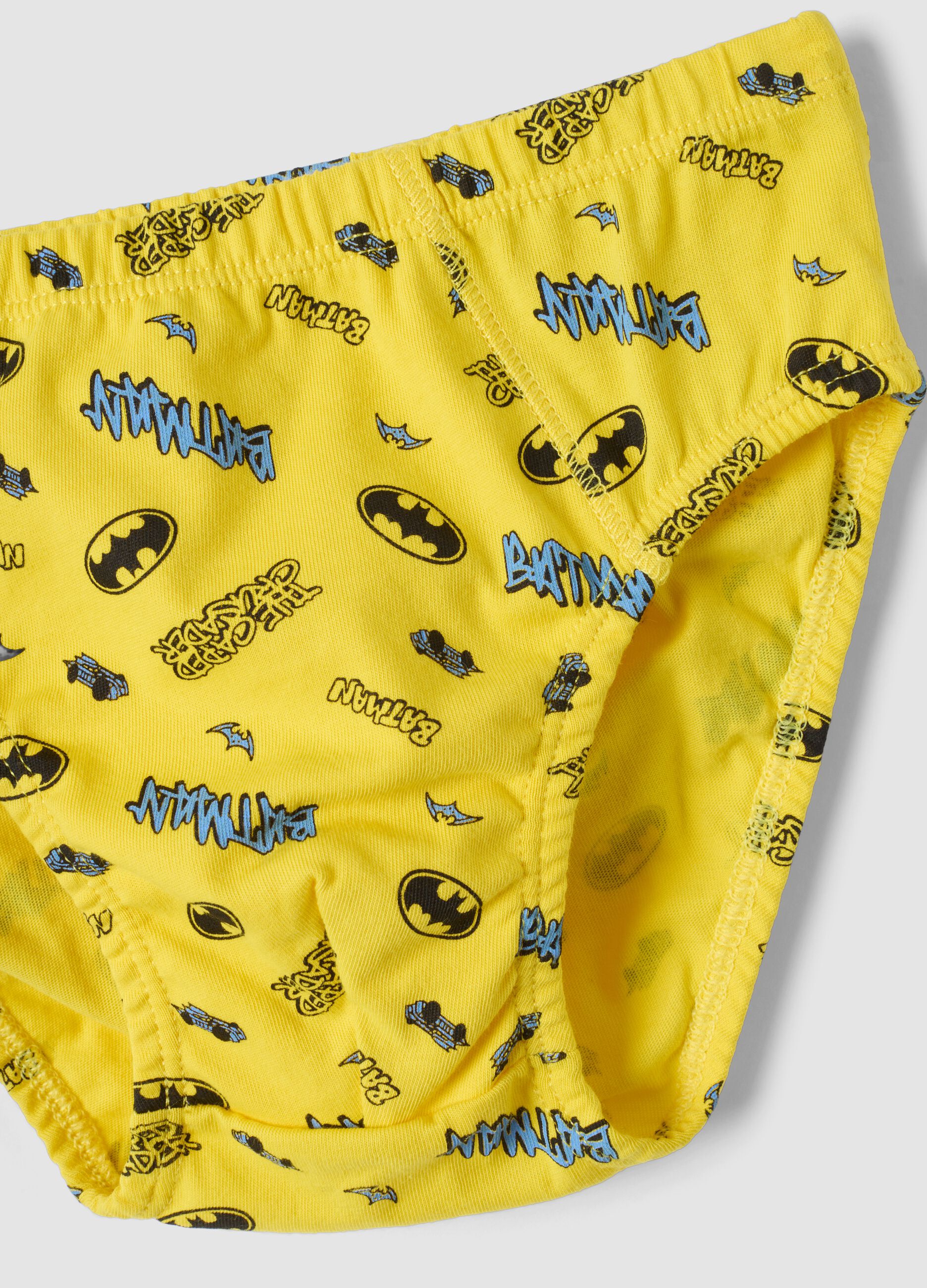 Multipack di cinque slip multicolor in puro cotone organico con fantasia Batman