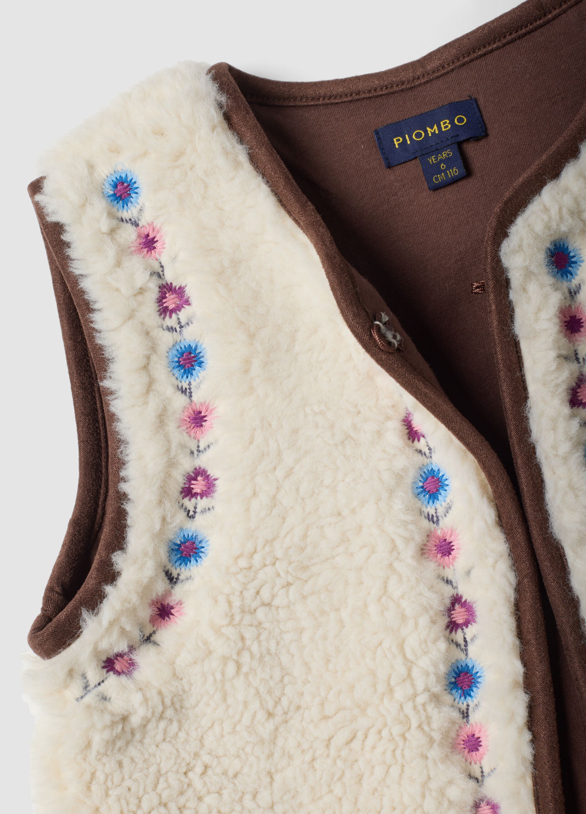 Gilet bianco girocollo con ricami floreali regular fit