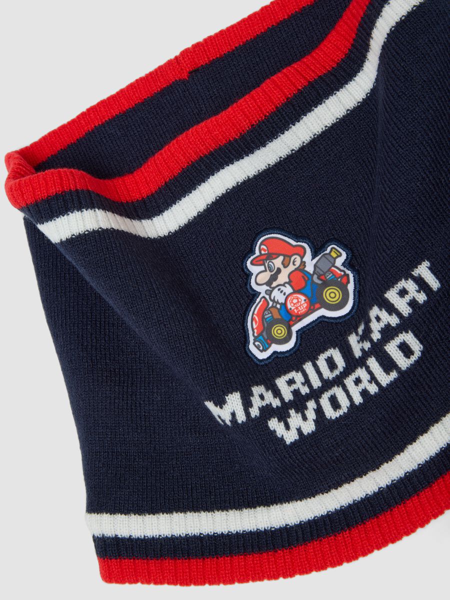 Sciarpa blu indigo a tubo con stampa Mario Kart_2