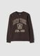 Dark brown pure cotton crew-neck sweatshirt_0
