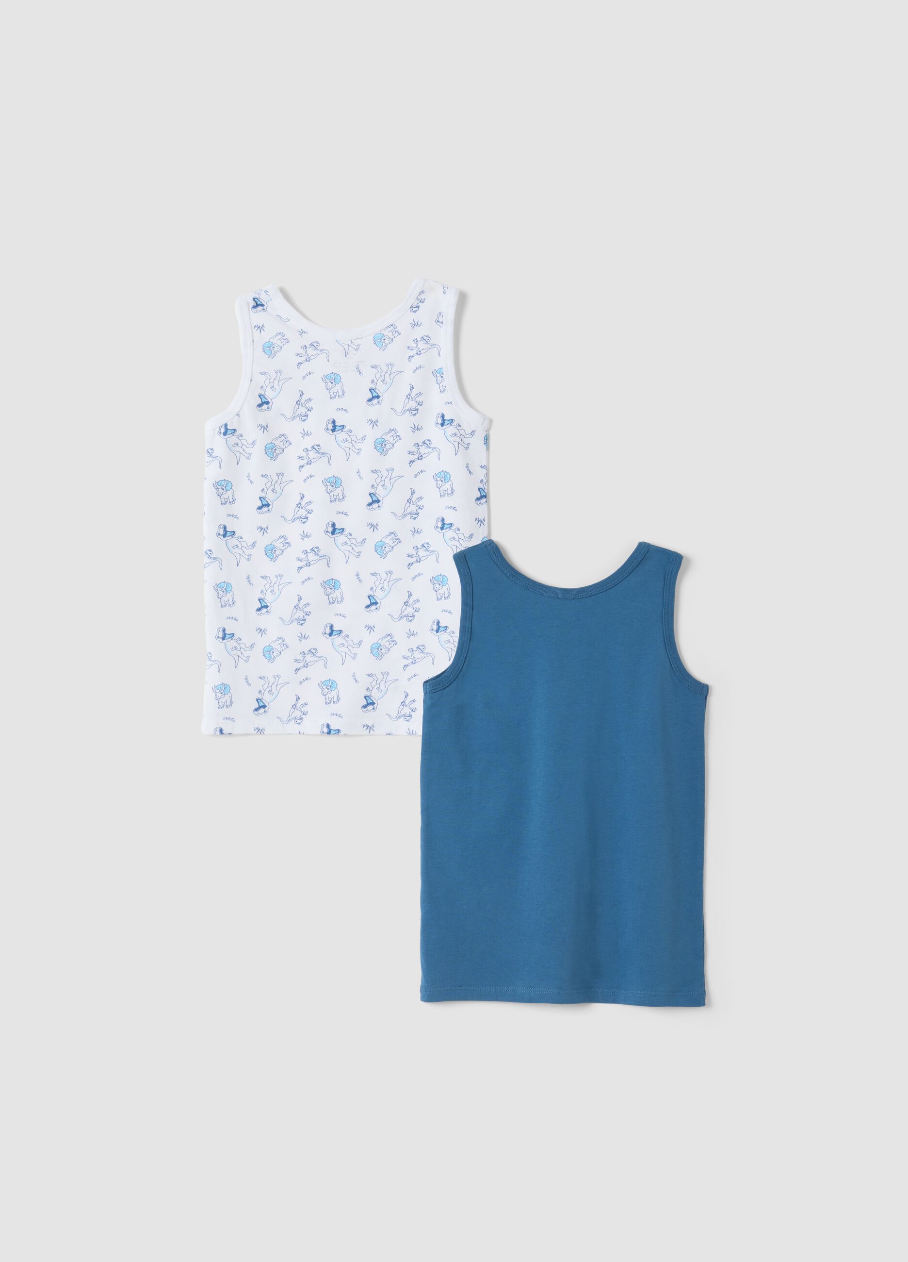 Bipack canotte bianco e blu in puro cotone organico girocollo