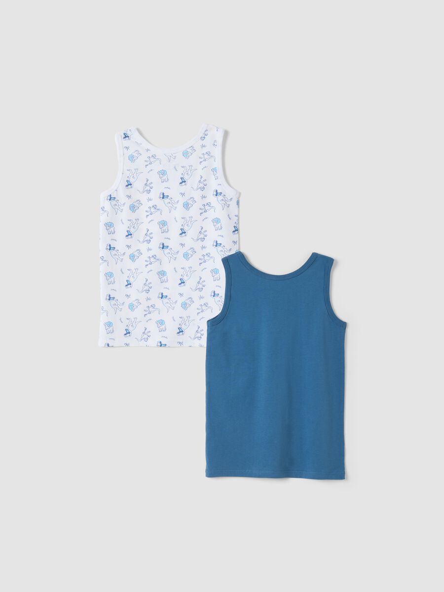 2-pack boys' white and blue organic cotton crew-neck vests_1