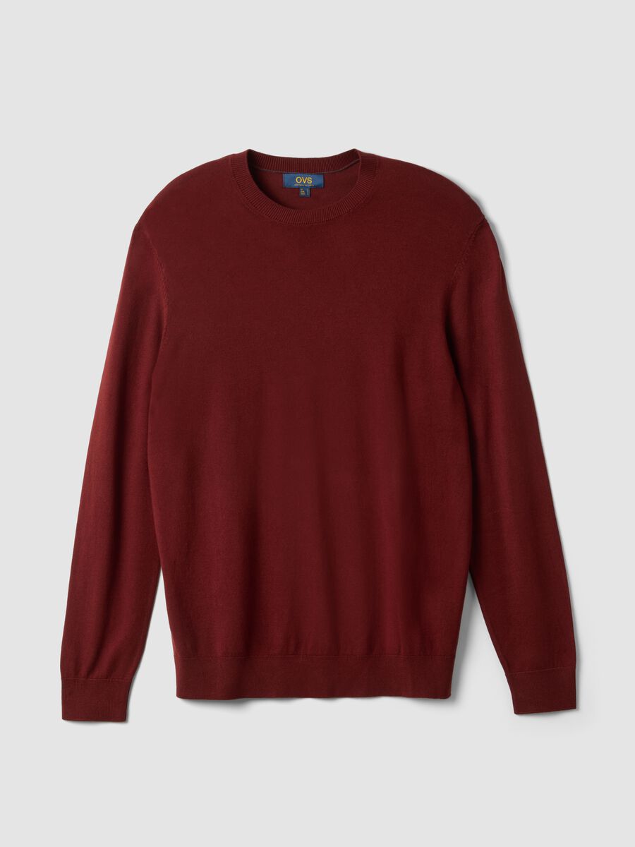 Brick red crew-neck viscose-blend jumper, regular fit_0