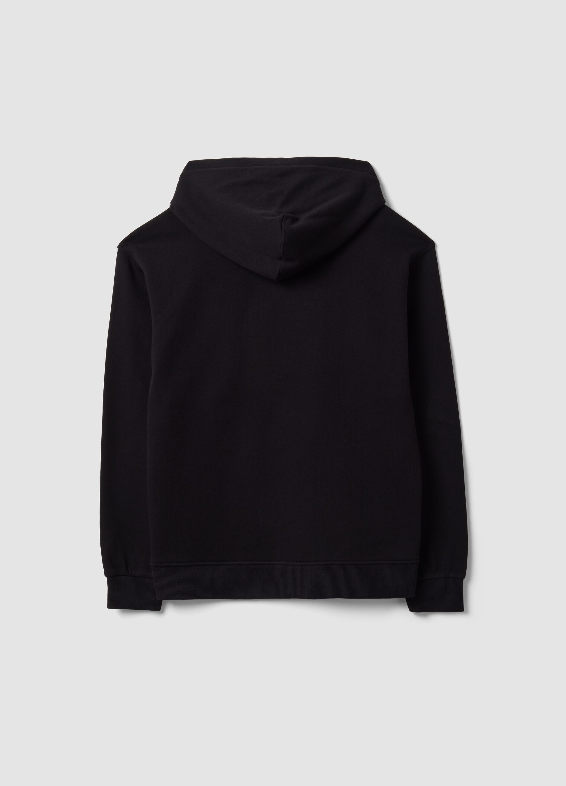 Black organic cotton zip-up hoodie for boys, relaxed fit