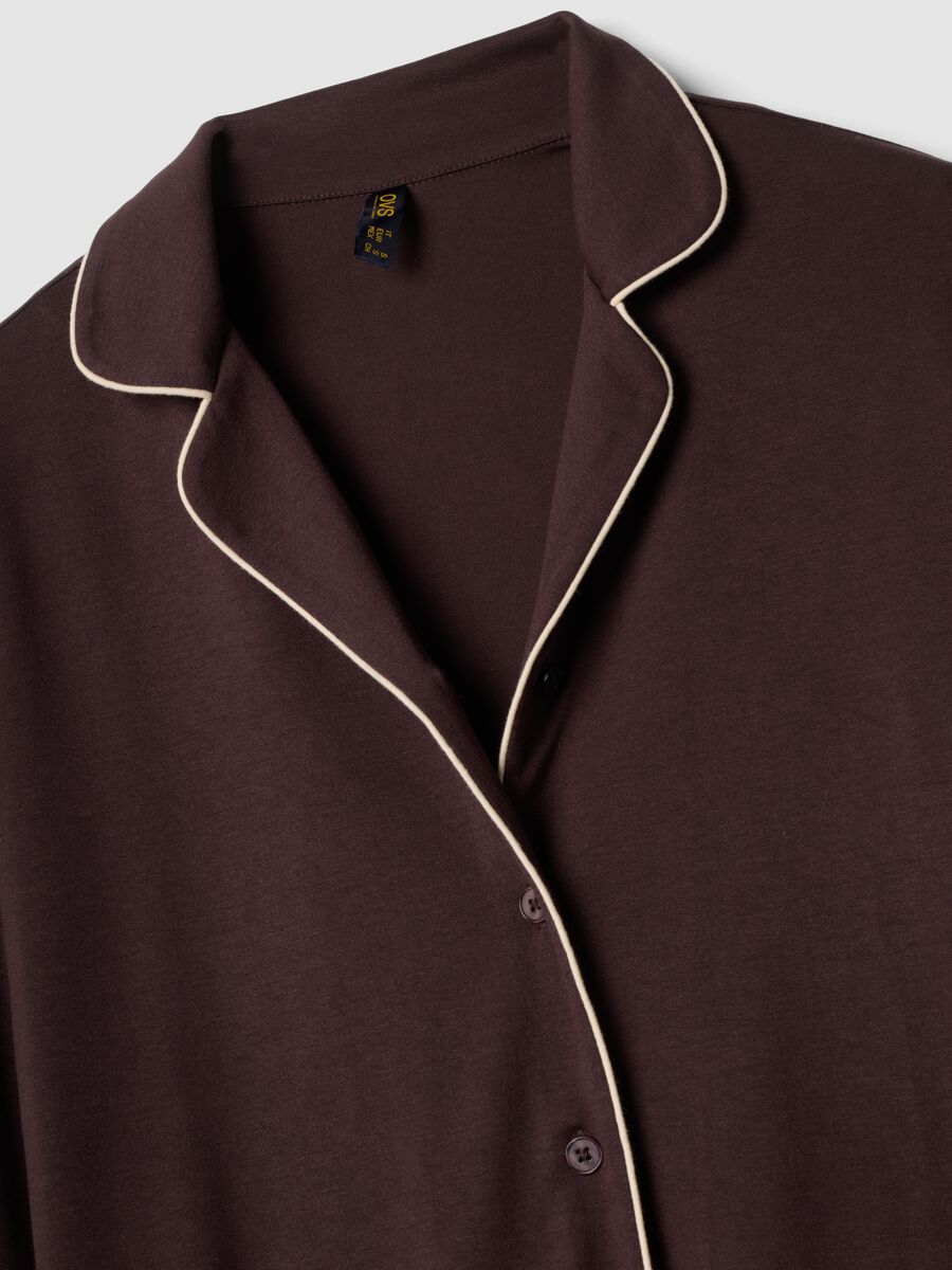 Brown stretch viscose pyjamas with V-neck_5
