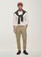 Pantaloni chino beige in twill di cotone elasticizzato regular tapered fit_0