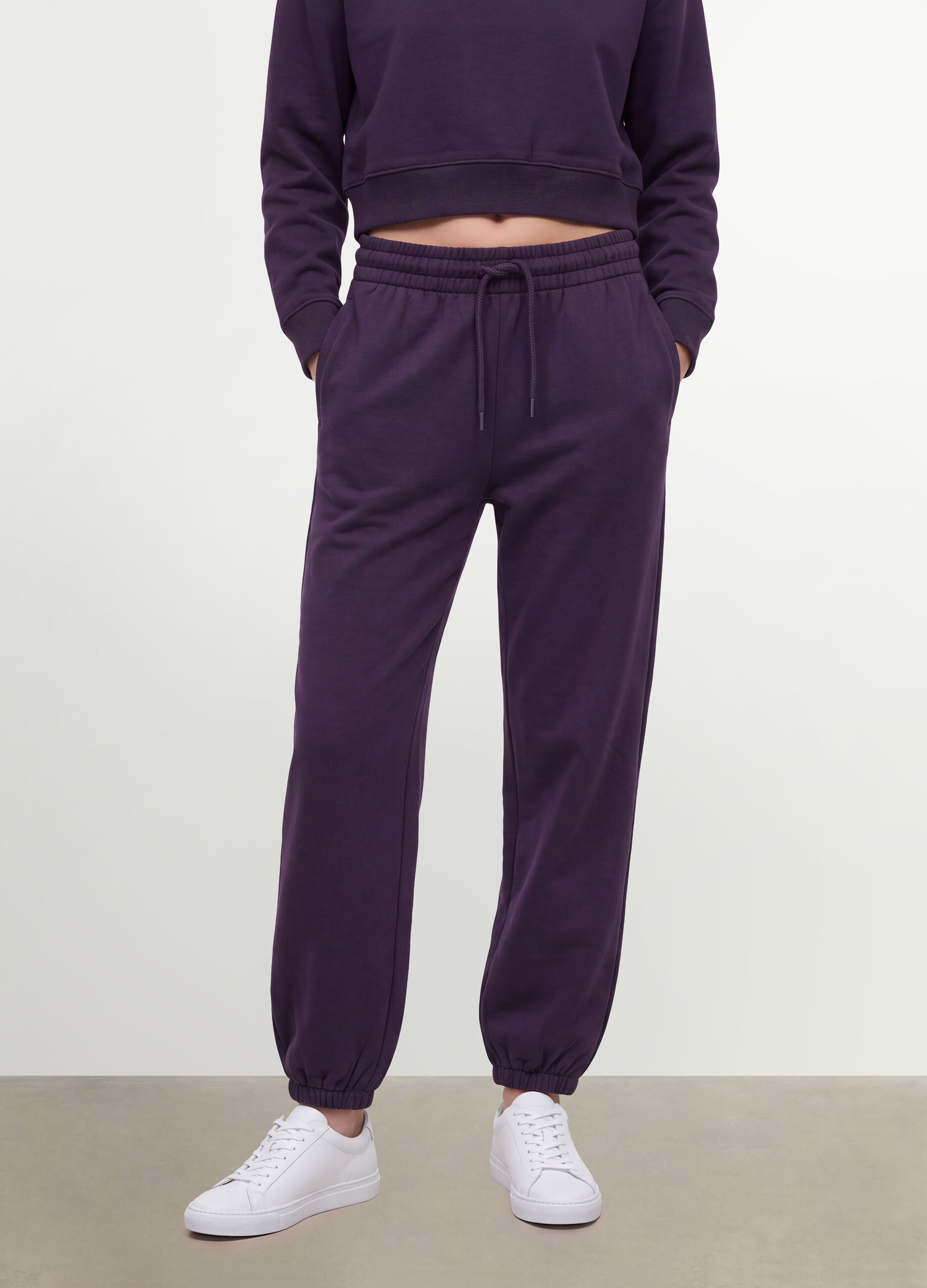 Purple cotton-blend joggers with elasticated waist, regular fit