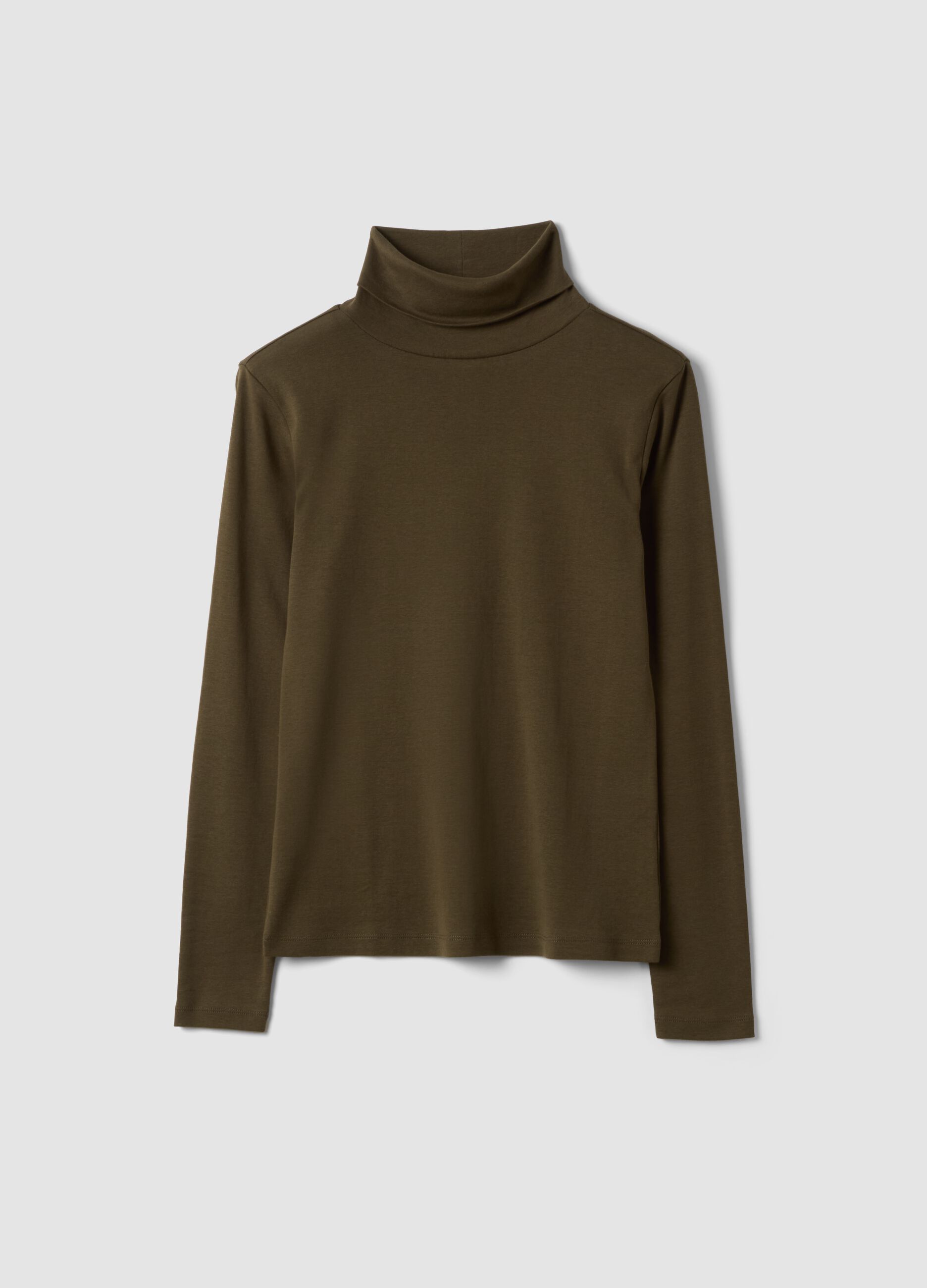 Brown crew-neck pure cotton T-shirt