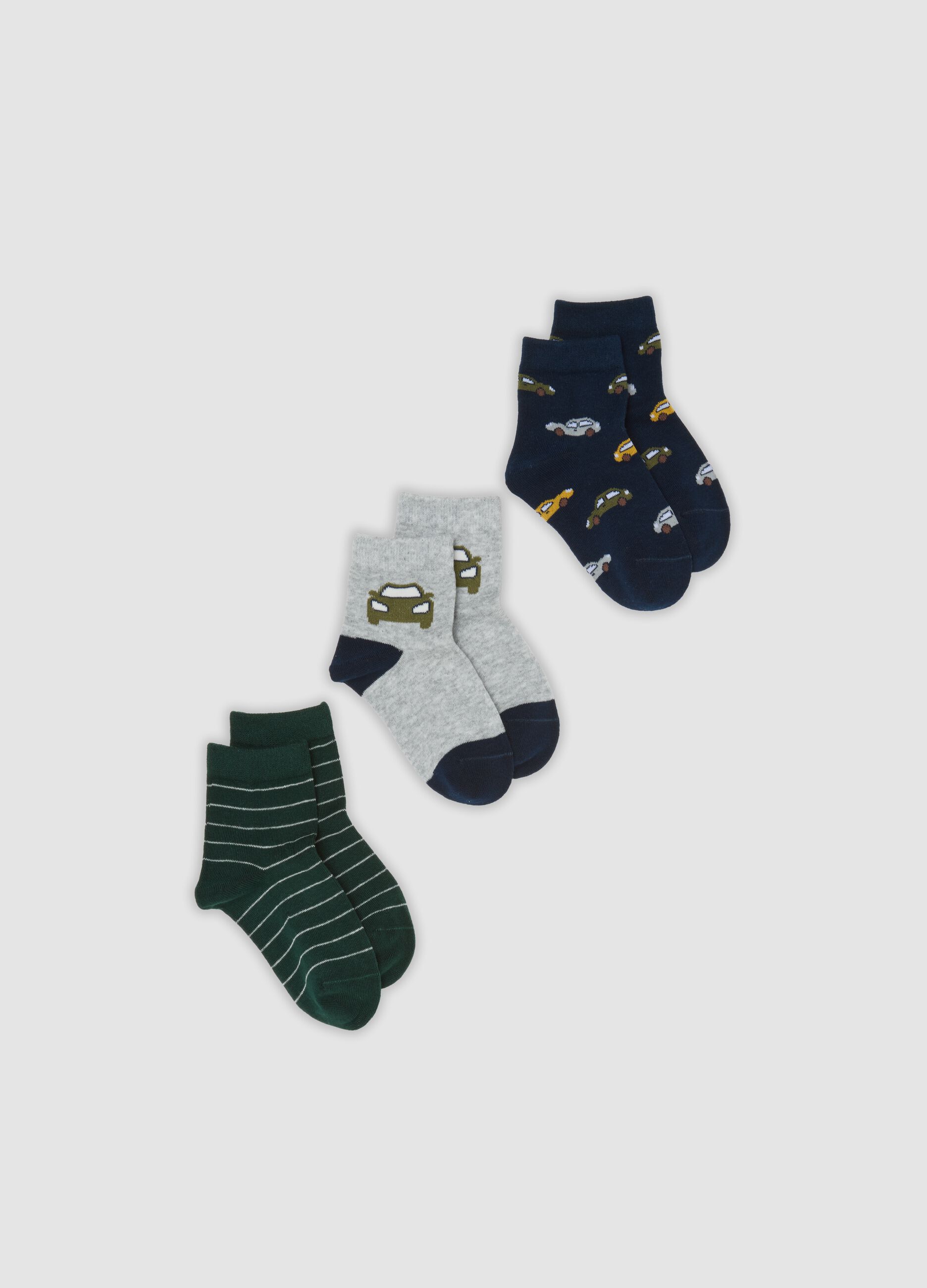 3-pack of multicolour short socks in stretch organic cotton with pattern