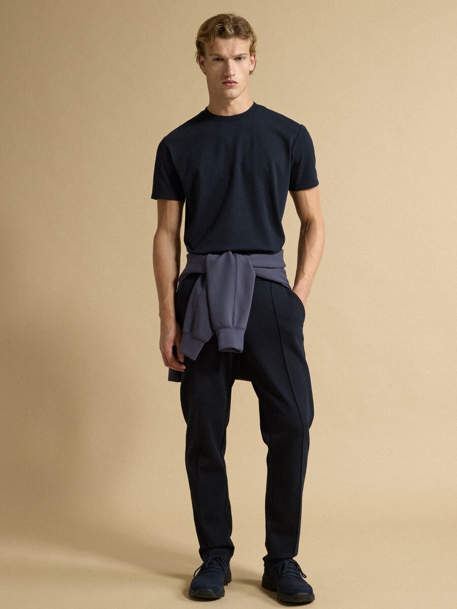Blue regular-fit stretch piqu&eacute; cotton-blend T-shirt with Easy Dry_2