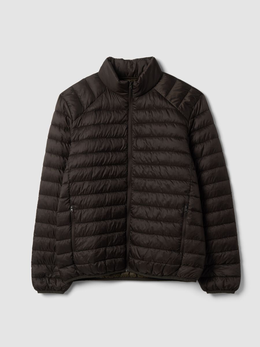 Men&rsquo;s brown ultralight padded jacket, regular fit, zip-up_0