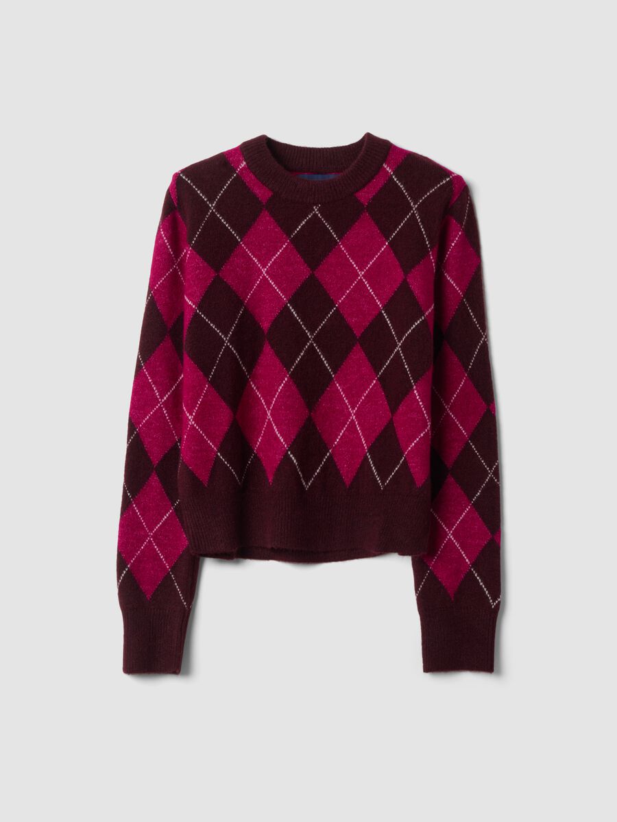 Maglia viola in lana elasticizzato con girocollo_0