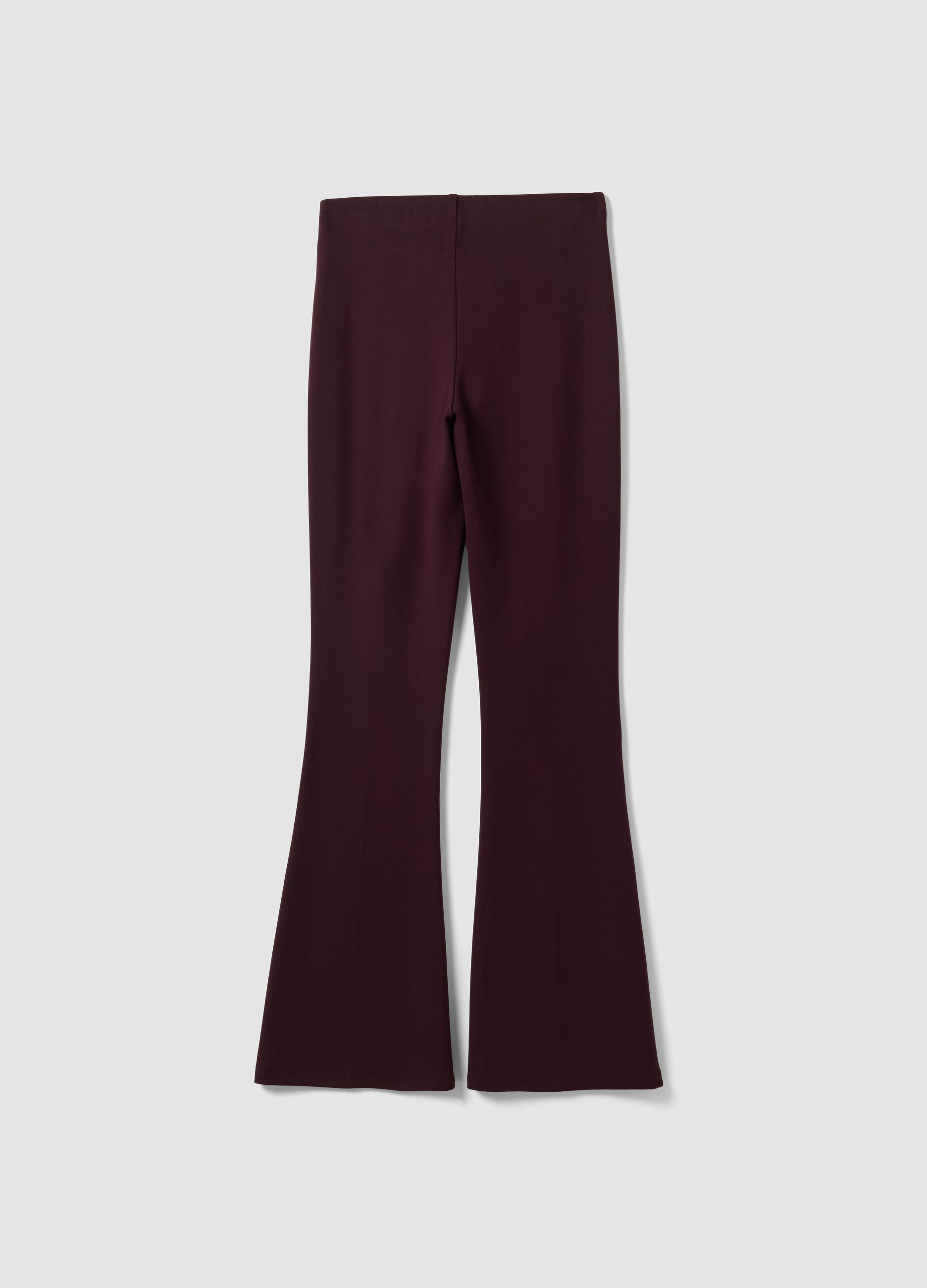 Burgundy flared leggings in stretch viscose Milano knit
