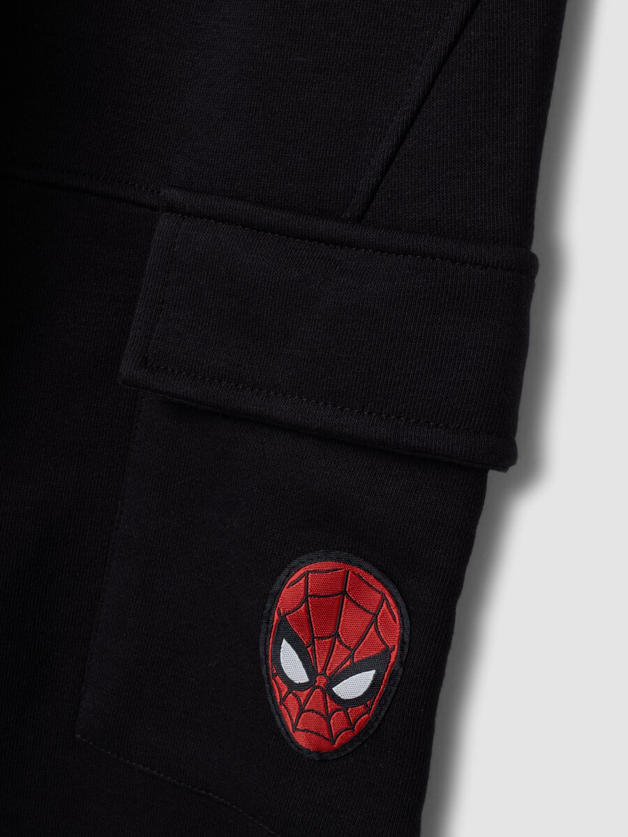 Black cotton-blend jogger trousers with MARVEL Spider-Man graphics for boys_2