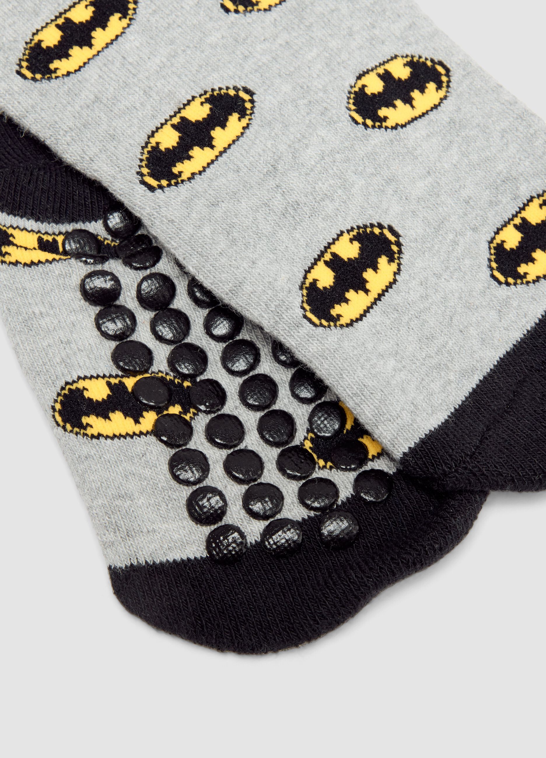 Bipack calze antiscivolo in cotone organico elasticizzato con stampa Batman