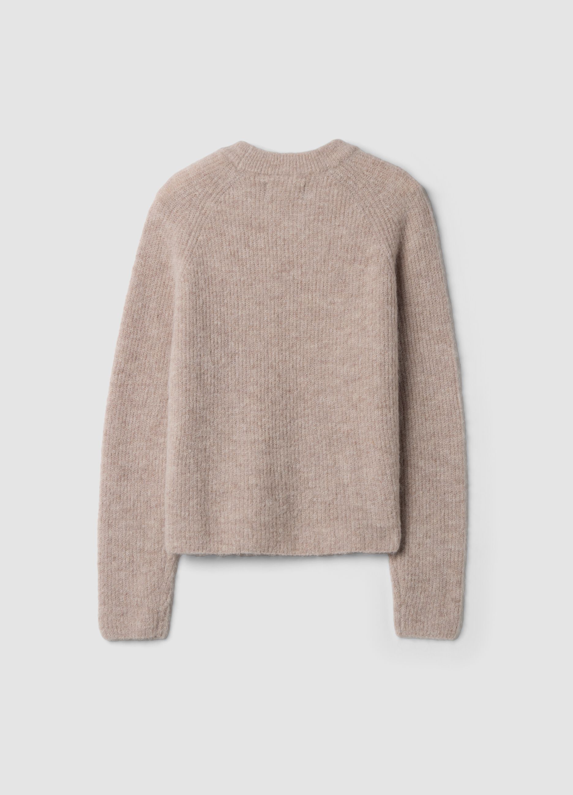 Maglia beige girocollo in alpaca e lana elasticizzato