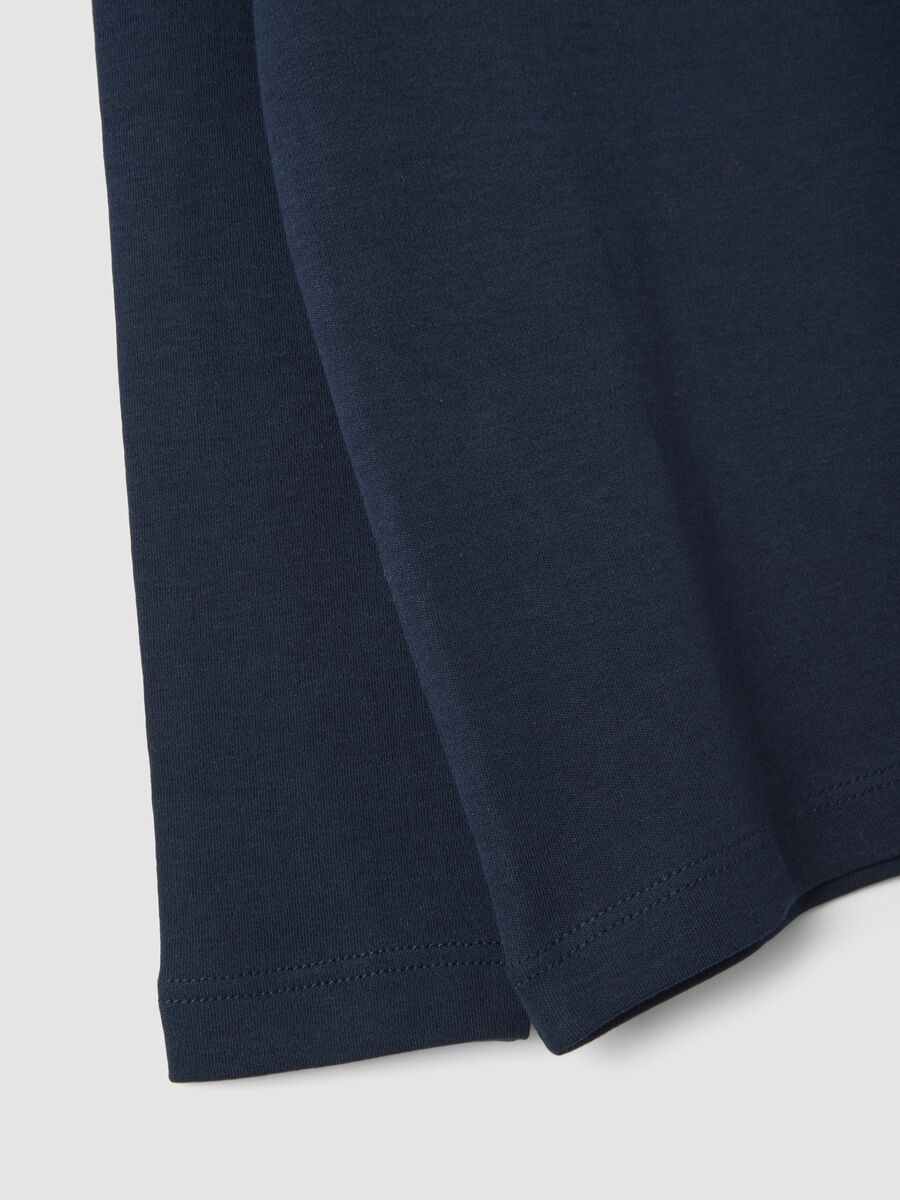 Blue long-sleeve polo shirt in pure organic cotton_3