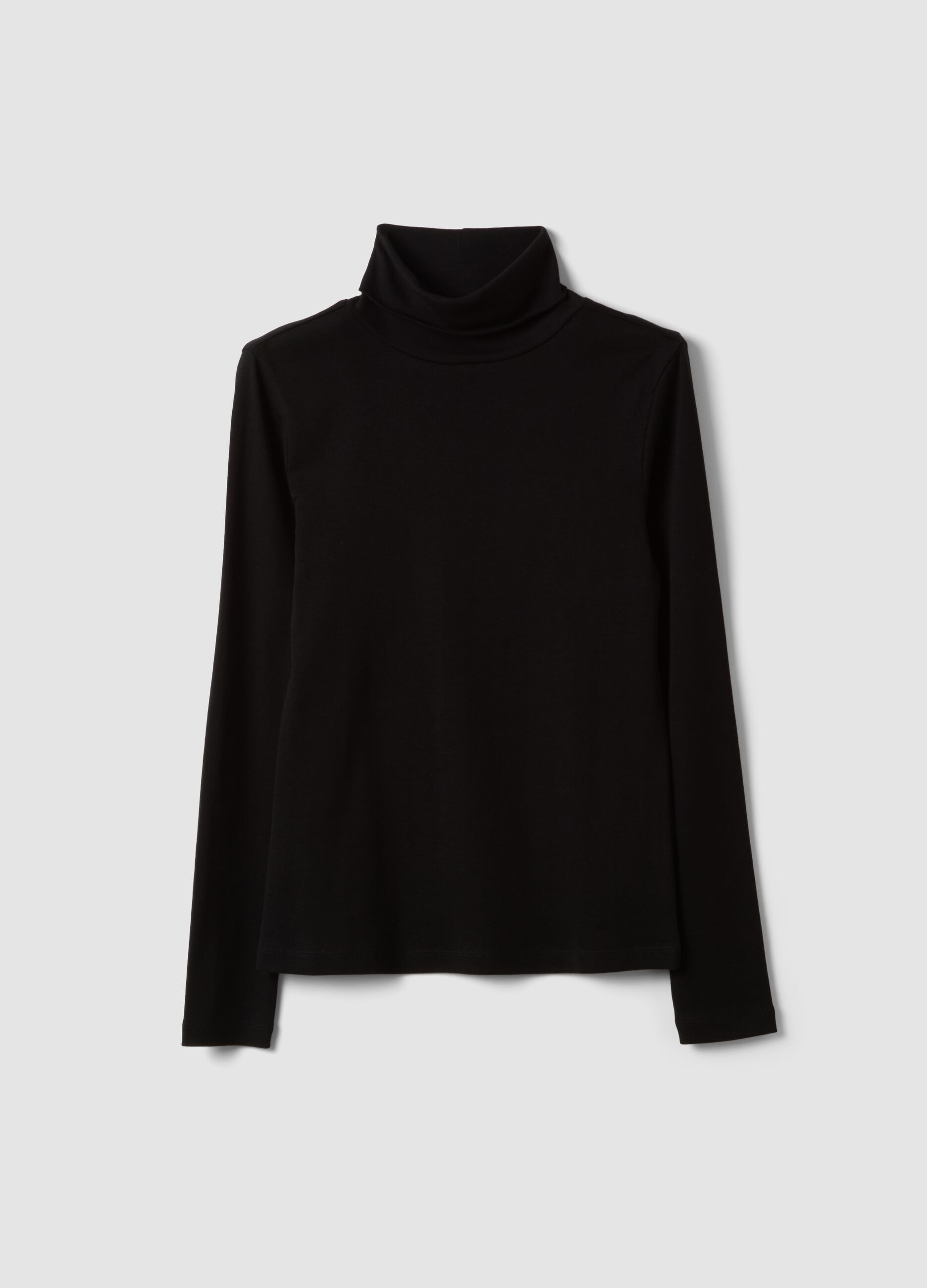 Black pure cotton long-sleeve crew-neck T-shirt