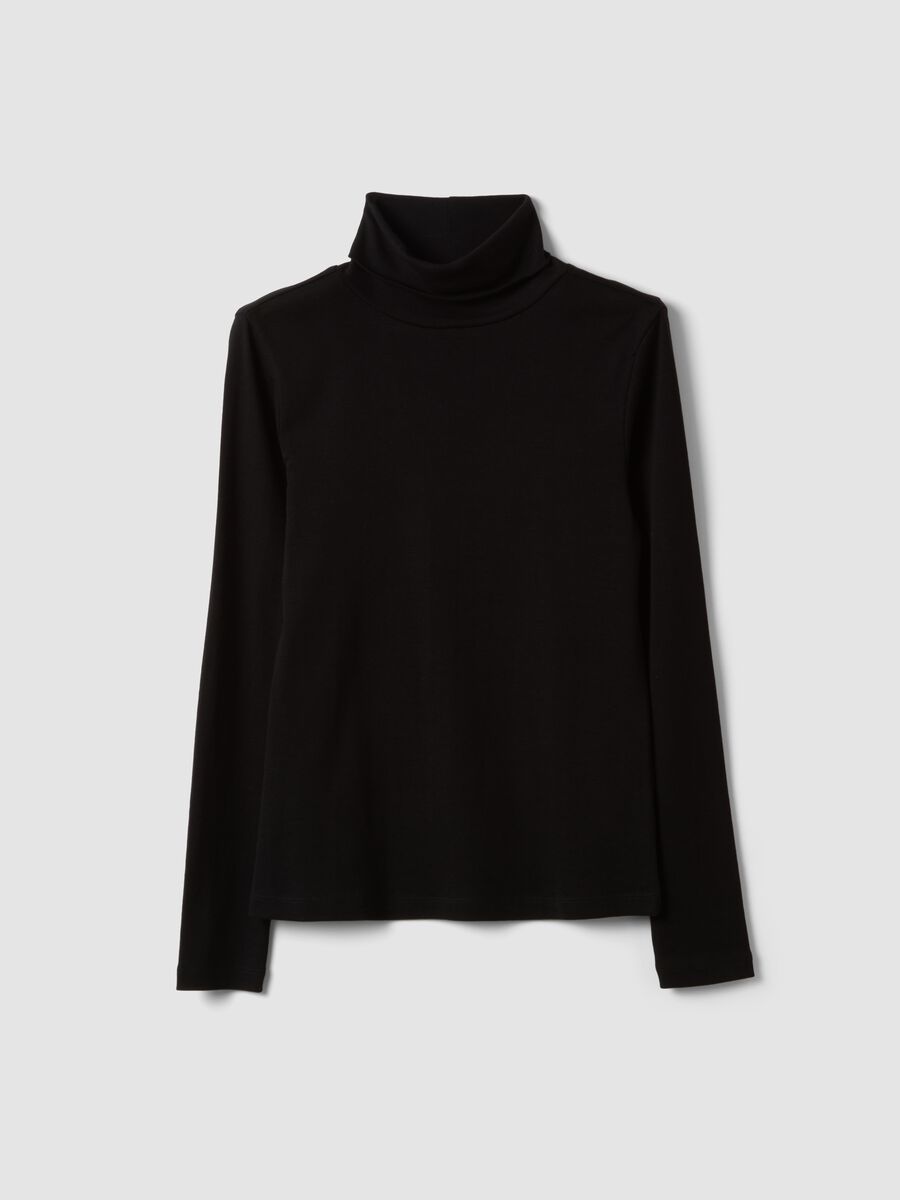 Black pure cotton long-sleeve crew-neck T-shirt_4