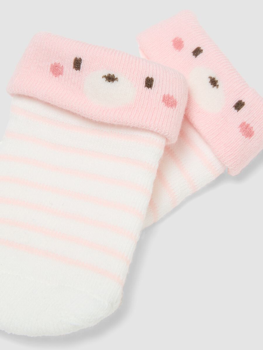 3-pack of multicolour short socks in organic cotton blend for baby girl_1