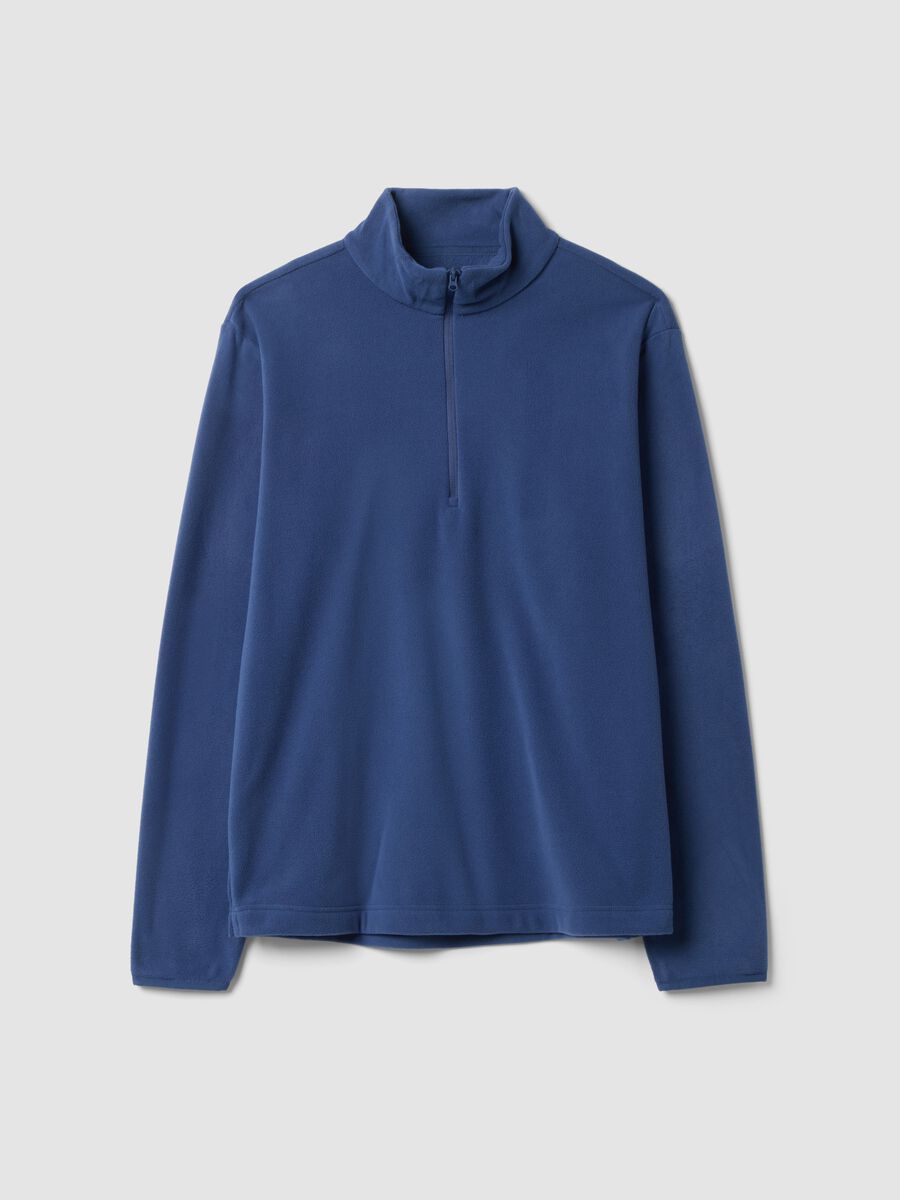 Blue regular-fit half-zip fleece sweatshirt_0