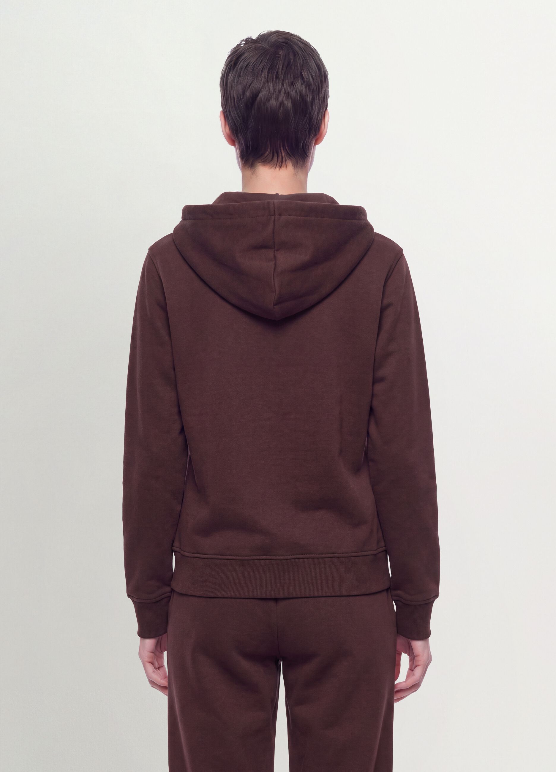 Brown cotton-blend regular-fit hoodie