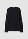 Black crew-neck T-shirt in stretch modal and cashmere, regular fit_0