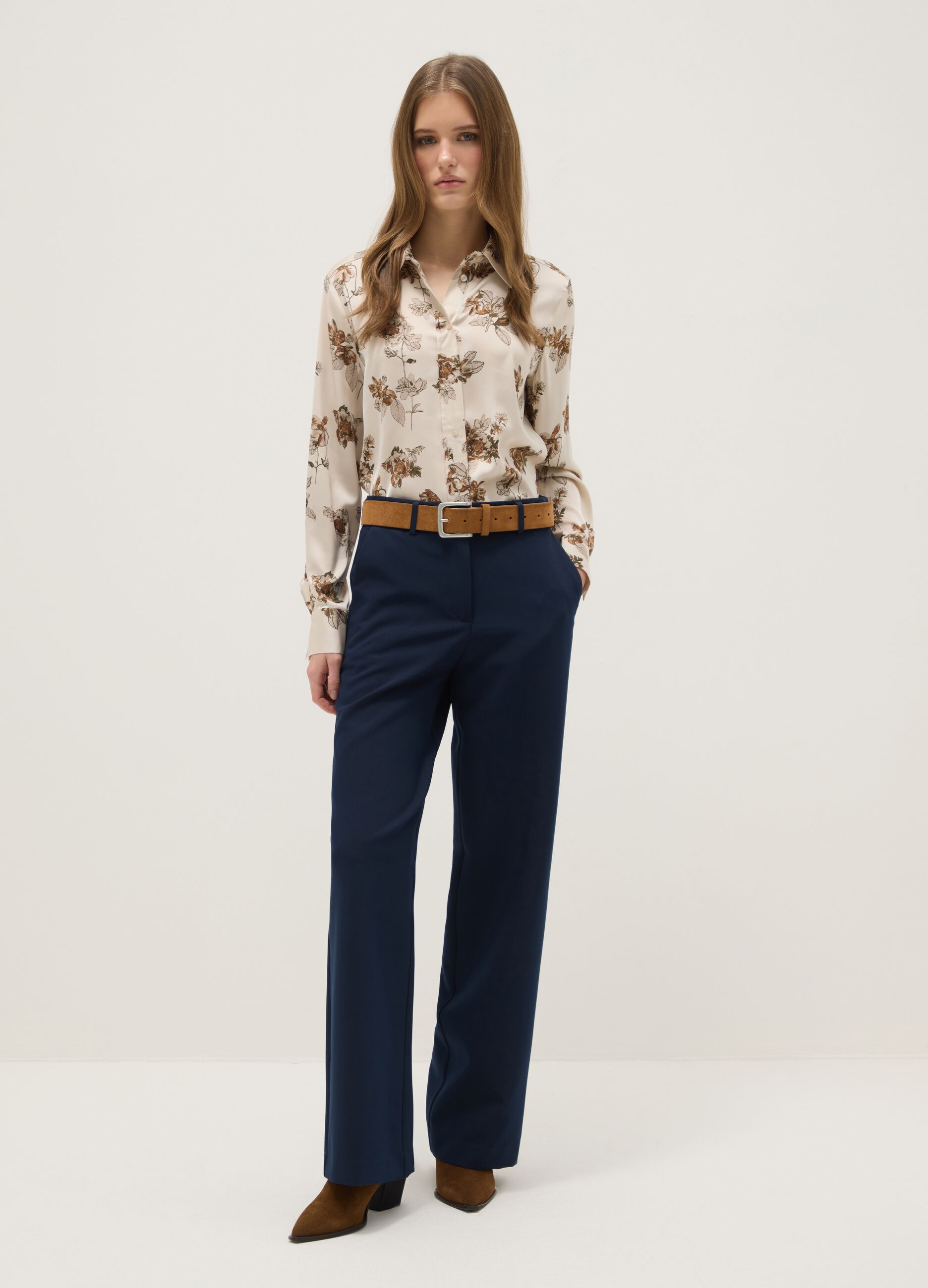 Elegant Blue Straight Trousers