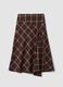 Brown checked stretch viscose skirt_0
