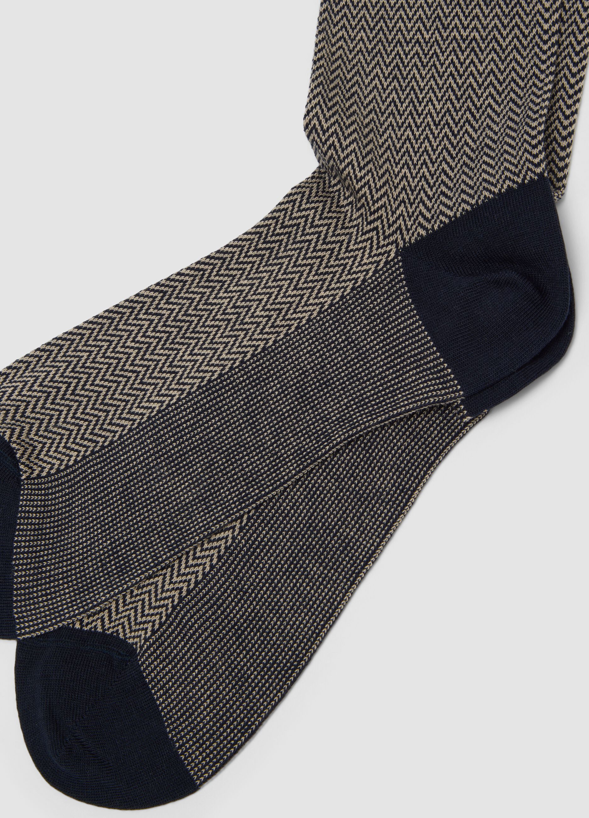 Navy blue long socks in stretch cotton