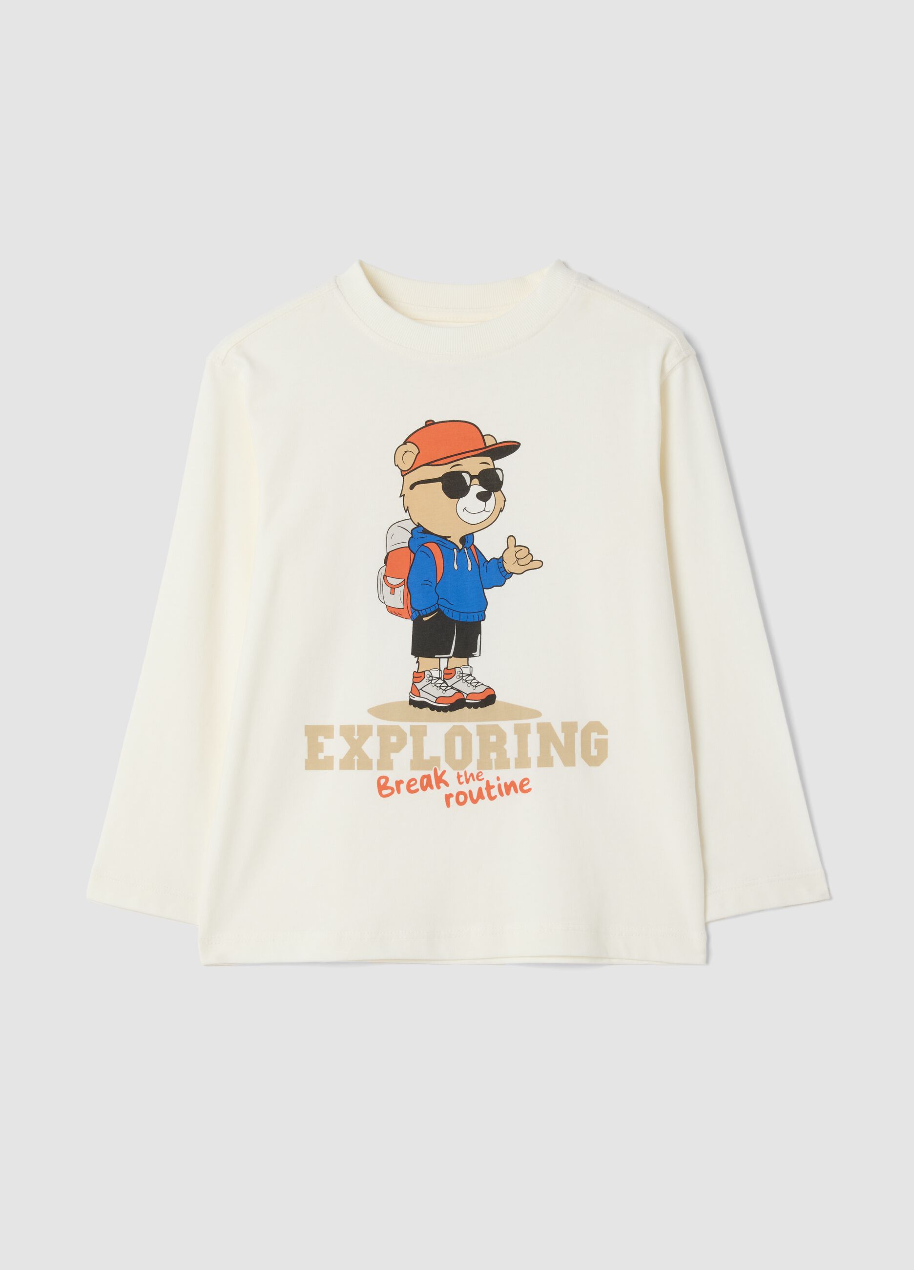 T-shirt bianca in puro cotone organico con stampa over fit