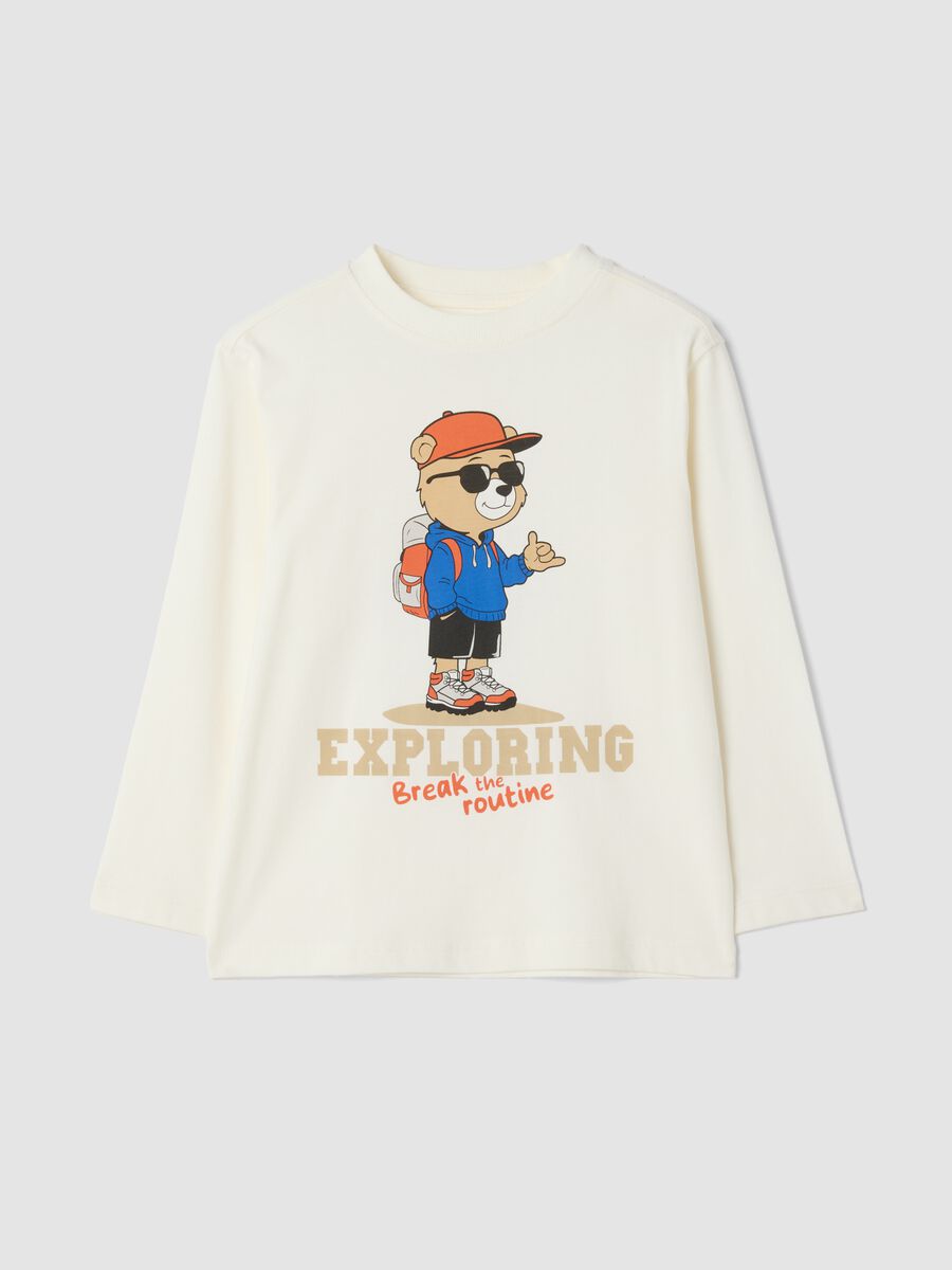 Off-white organic cotton printed T-shirt with oversized fit_0
