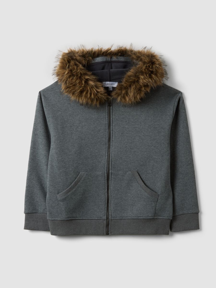 Grey marl stretch sweatshirt with crew neck, relaxed fit_0