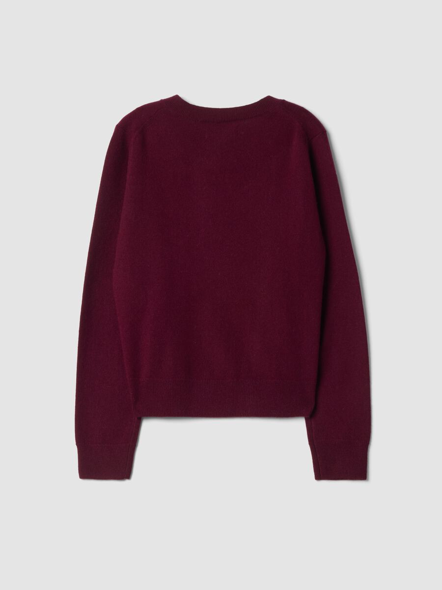 Red crew-neck pure cashmere cardigan_2