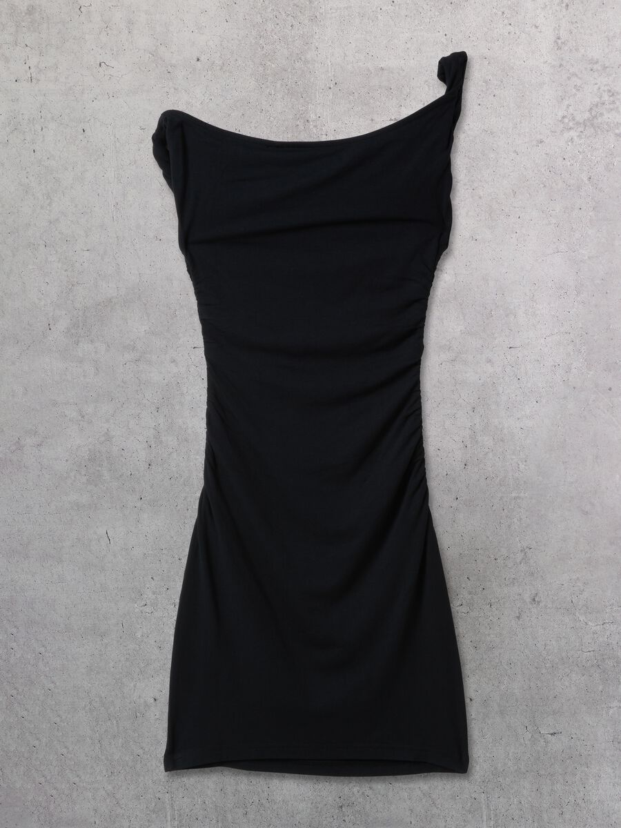 Black Asymmetrical Mini Dress_6