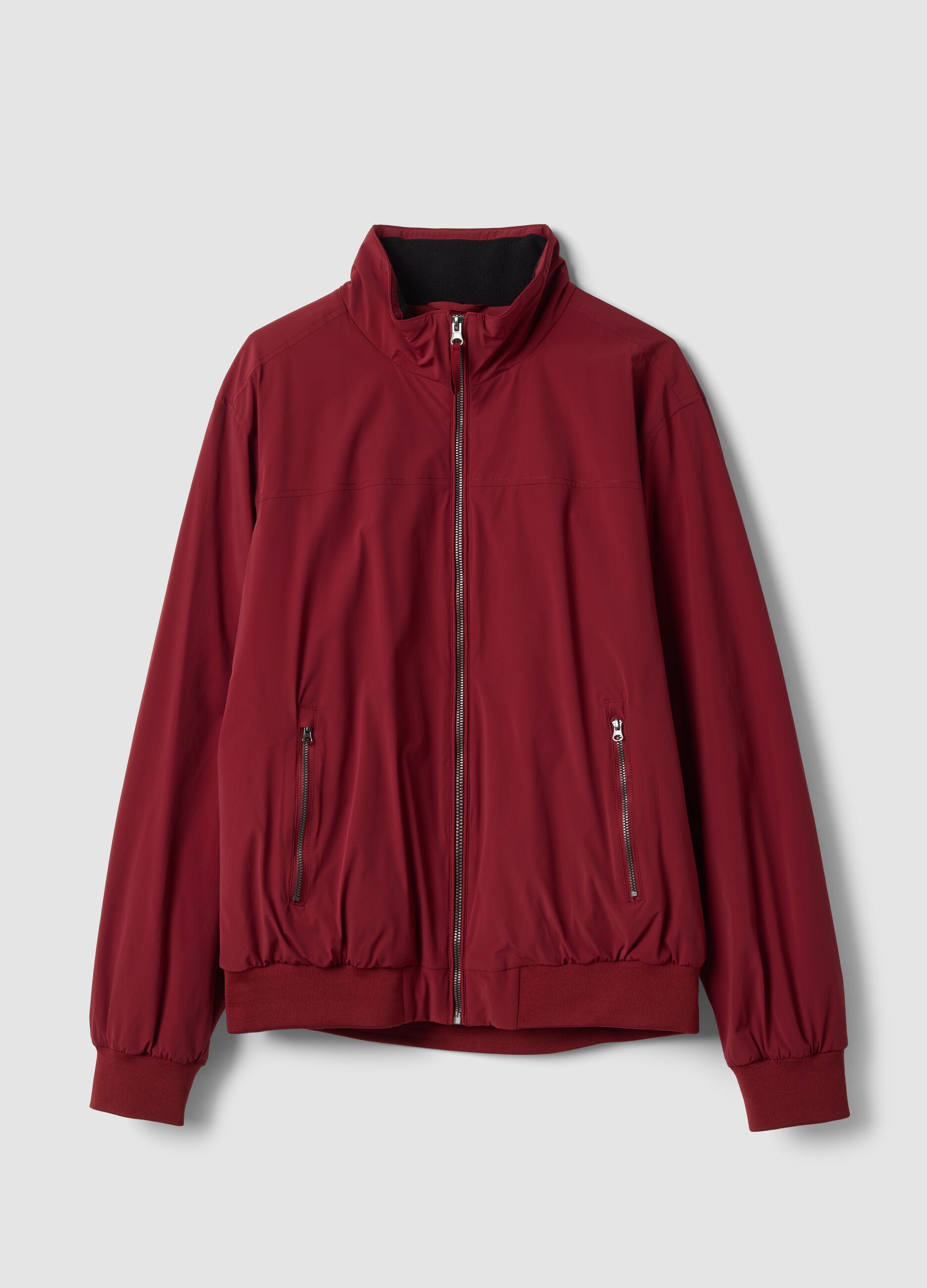 Red stretch-fabric jacket with zip