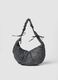 Grey shoulder bag with ruched handle_0