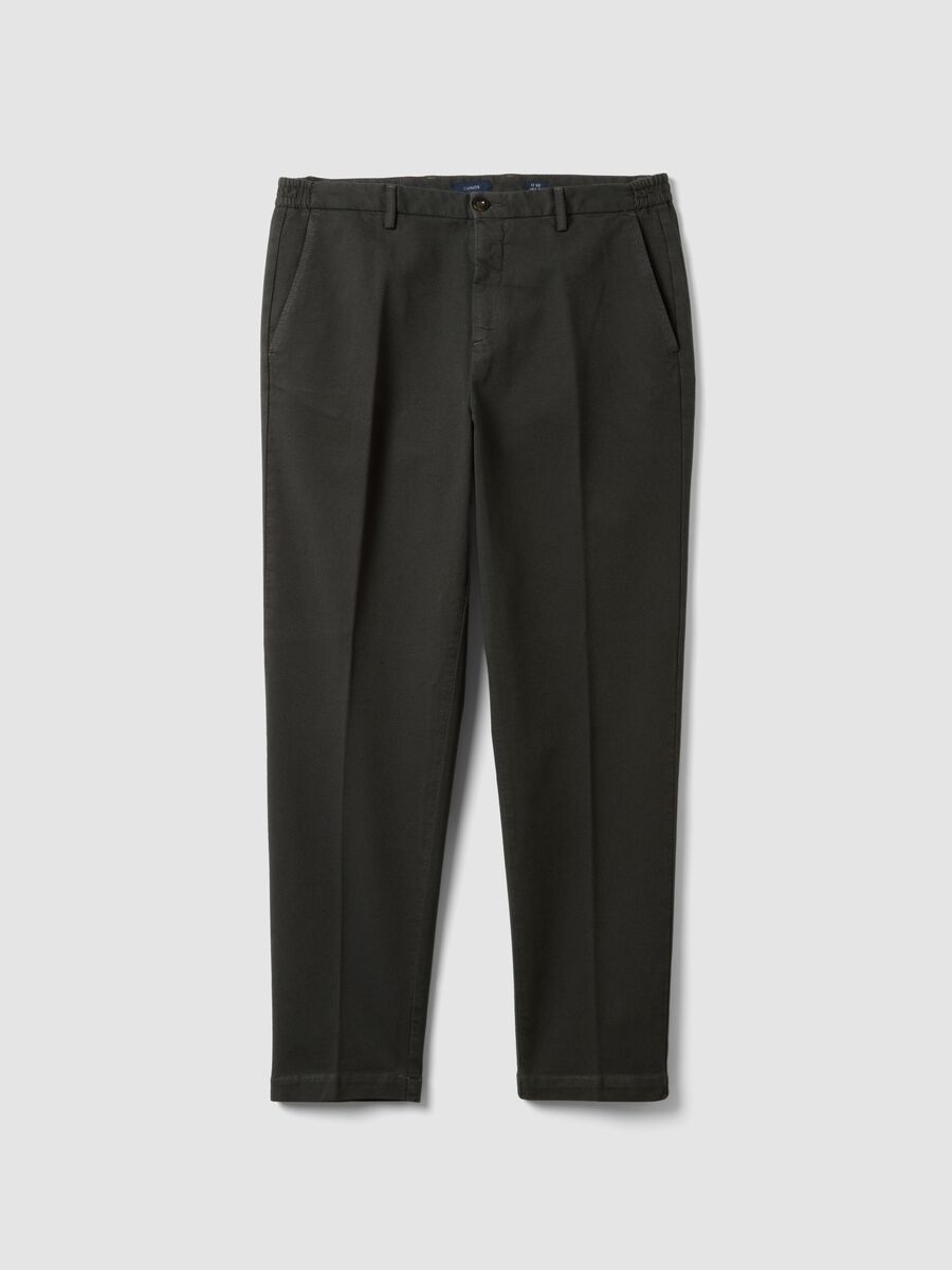 Brown cotton and stretch modal chino trousers_0