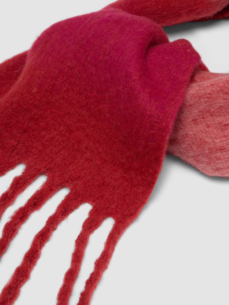 Pink wool-blend scarf with fringes_2