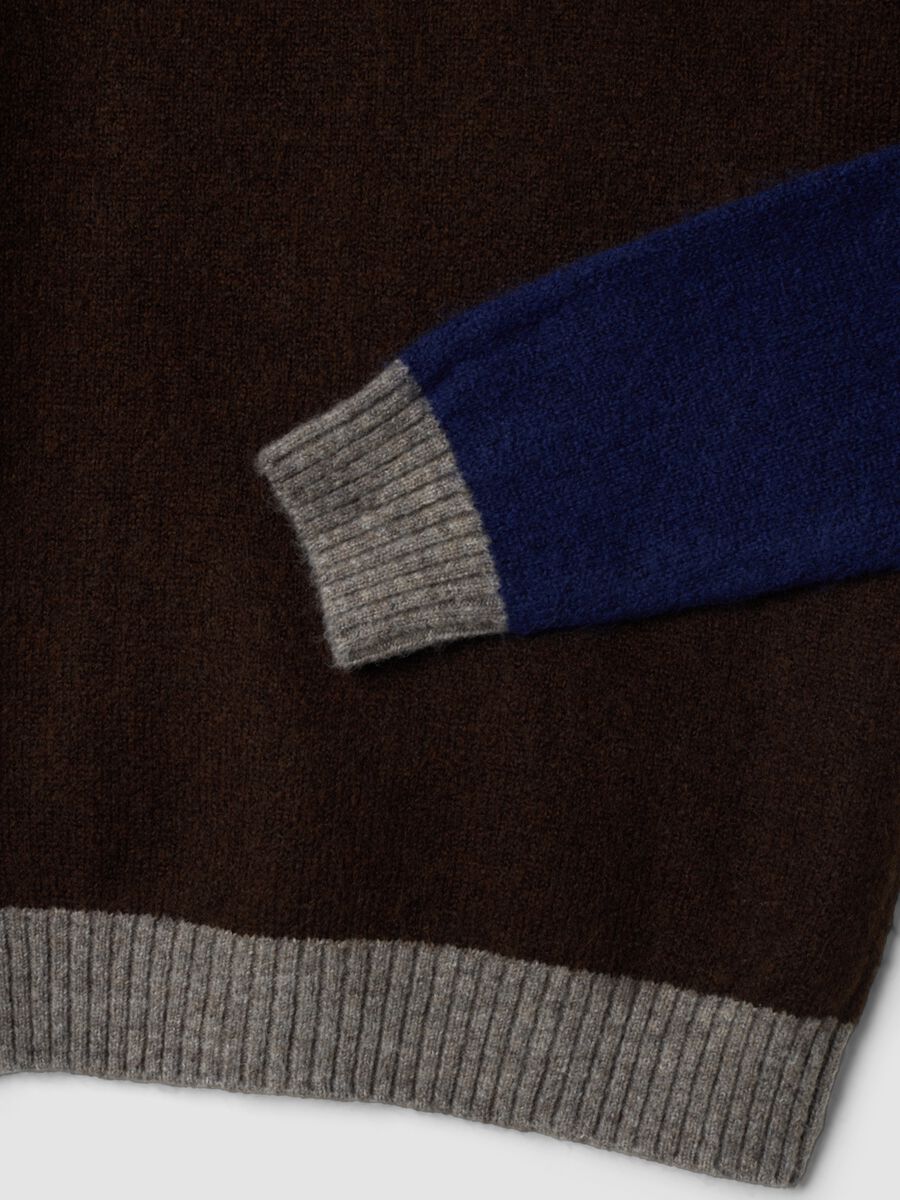 Men&rsquo;s brown crew-neck jumper in stretch wool and alpaca, regular fit_5