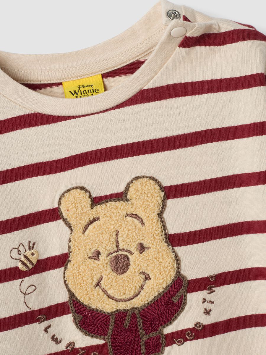 Beige striped organic cotton T-shirt with Winnie the Pooh print_2