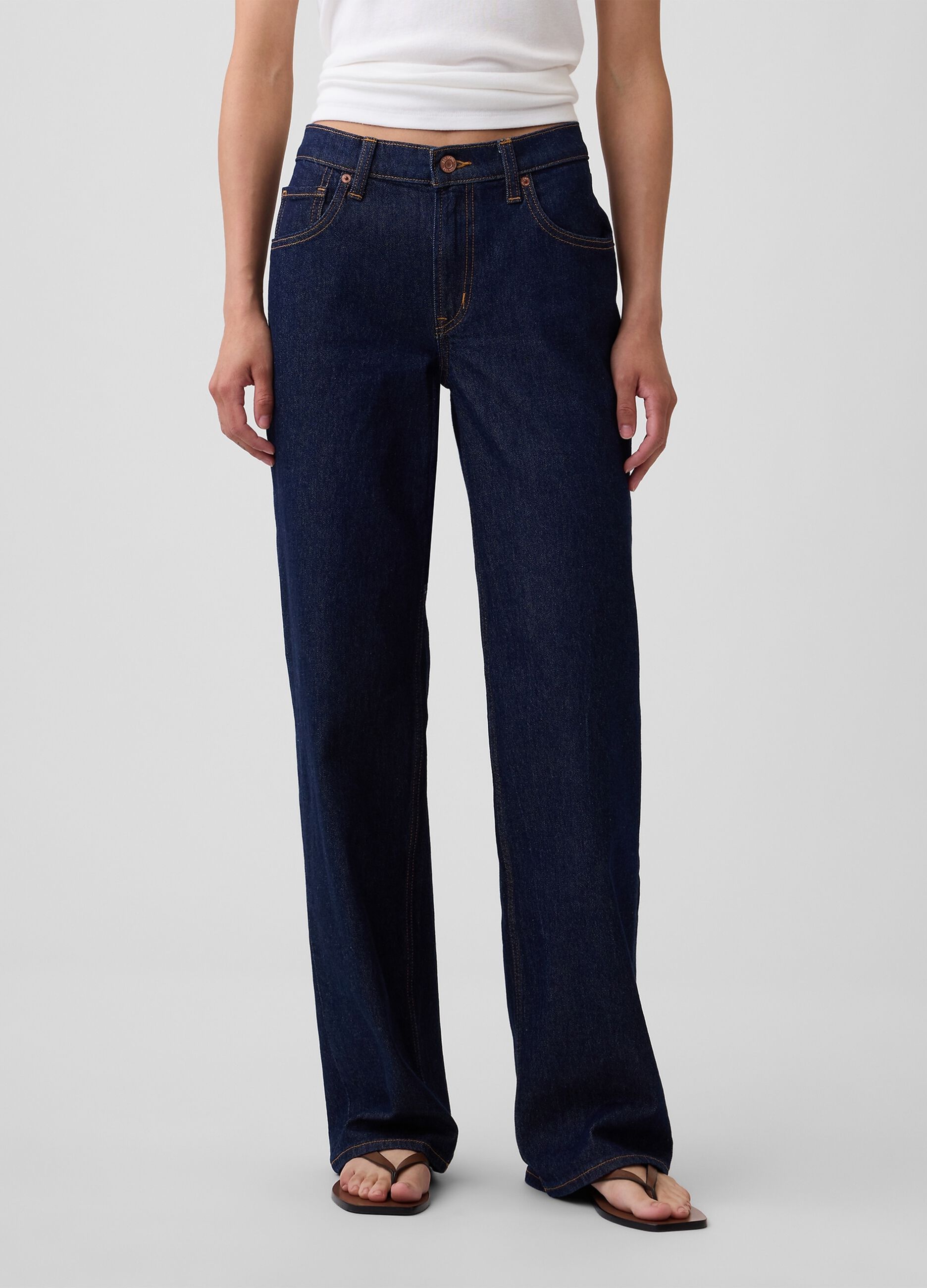 Five-pocket stretch cotton denim jeans