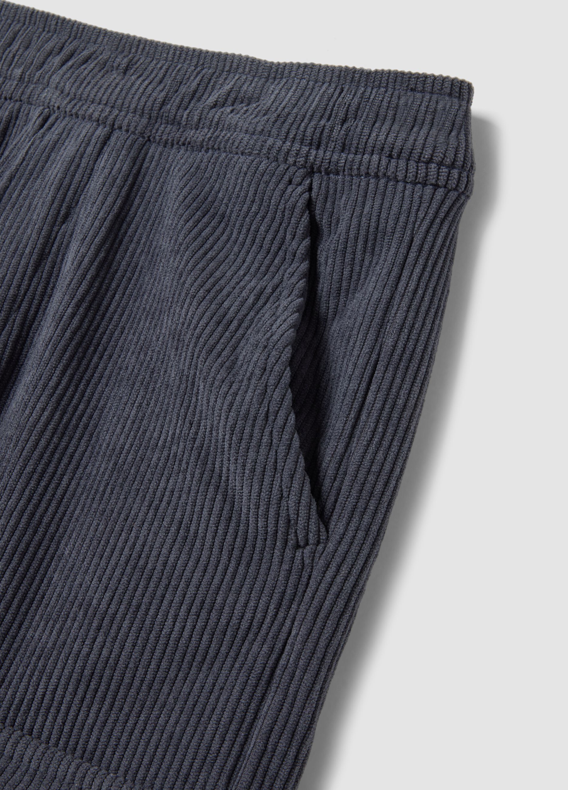 Grey ribbed cargo trousers, comfort fit