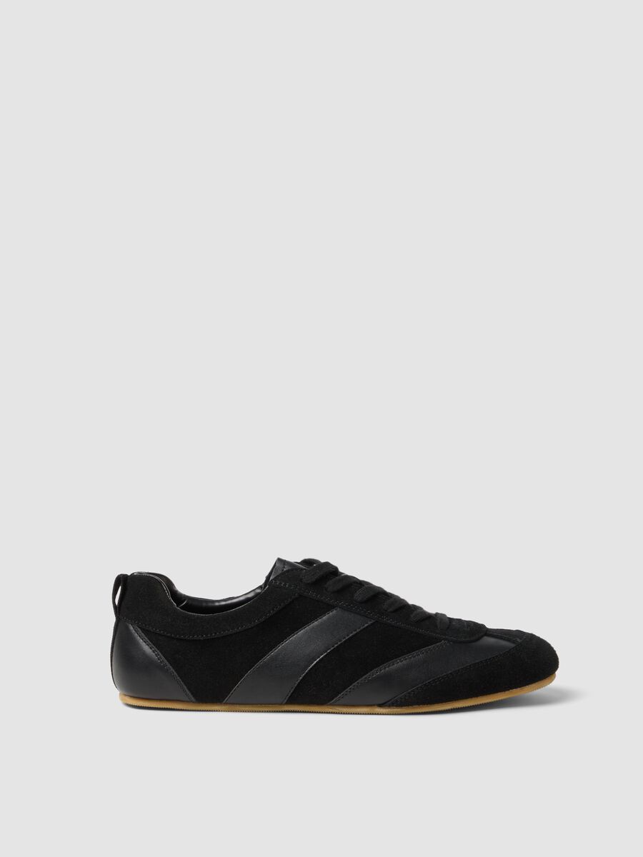 Black real leather sneakers_0