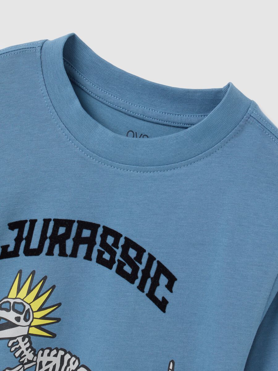 Children's blue cotton T-shirt, regular fit with print_2
