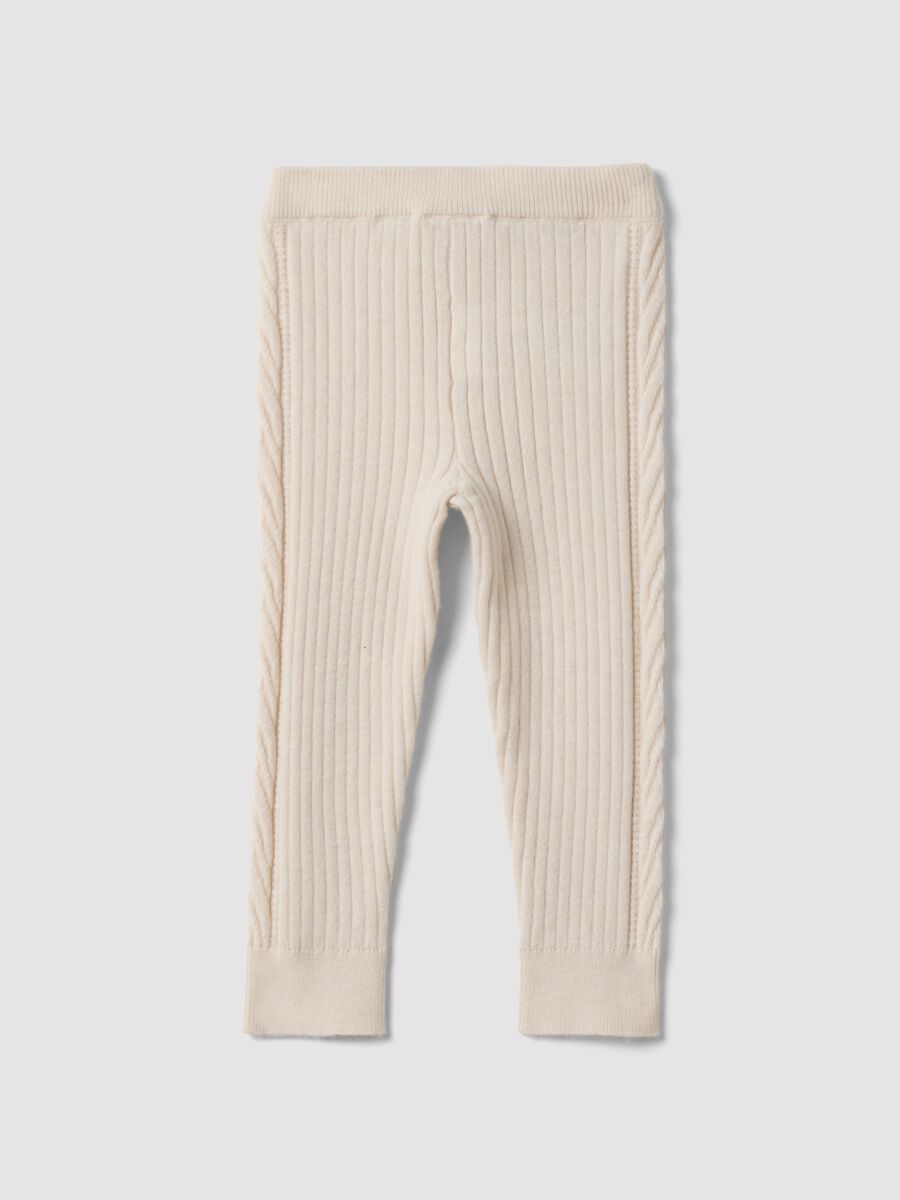Beige ribbed viscose-blend leggings_1