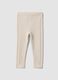 Leggings beige in misto viscosa a costine_1